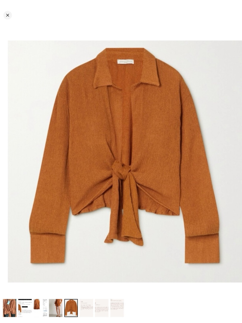 Tie-Front Cardigan Sweater in Rust